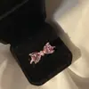 Anillo Regalo Rosa Princesa Brillante Versa Chapado en Color Oro de 18K Zirconia Tesoro Anillo Abierto Amor de Niñas