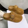 Colección Primavera/Otoño 2026: Mules sin cordones para mujer con suelas gruesas, diseño de punta abierta y tacón oculto para altura adicional