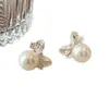 Pendientes de Perlas con Lazos y Bordes de Encaje Estilo Francés, Lujo Ligero, Gama Alta, Versátiles, Únicos y Hermosos Pendientes para Mujer