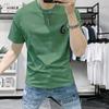 Camiseta de manga corta para hombre Explosions 2025, nueva marca de moda de verano para hombre, camiseta informal de moda con estampado entallado, media manga y cuello redondo.