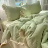 Conjunto de Quatro Peças em Renda Plissada de Algodão Lavado Puro Grau A Materno e Infantil, Conjunto de Três Peças Ultra Macio Estilo Francês para Dormitório Estudantil