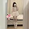 Girly Dulce Floral Francés Mangas Cortas Volantes Encaje Suave Dulce Estilo Cintura de Pastel Vestido Abullonado Dropshipping