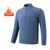 Camisa Base de Veludo Alemão Double-Sided com Meio Zíper e Gola Alta Masculina Outono Inverno Manga Longa para Esportes Roupa Íntima Casual Em Estoque Venda por Atacado da Fábrica