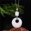 Pingente Princesa de Seda Dourada e Jade, Colar com Fivela de Paz de Jade Branco, Joias de Jade Modernas e Emagrecedoras