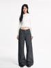Ropa de Mujer de Seda Naranja # Jeans Acampanados Rayados Retro de Moda Americana Unisex Otoño Nuevos Pantalones Anchos Sueltos