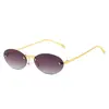 Nuevas Gafas de Sol Ovaladas Sin Montura para Mujer Gafas de Sol de Color Claro Retro Europeas y Americanas Gafas de Sol Versátiles de Estilo Callejero para Hombre S23351