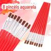 Caneta de gancho de nylon com haste de plástico, caneta pincel de óleo digital, pincel de pintura para boneca de vinil, caneta de pintura para gesso e cerâmica