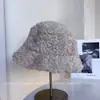 Sombrero de Cubo Ins Casual Versátil Estilo Coreano Rizado para Salidas de Invierno, Sombrero de Cuenca Sencillo para Calidez, Sombrero de Pescador de Moda