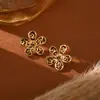 Falda de Moda con Estampado de Leopardo, Aretes en Forma de Corazón, Estilo Vintage Dorado, Joyería Transfronteriza Creativa Clásica de Nicho