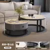 Mesa de chá em ardósia, mesa de chá de luxo leve para sala de estar, design redondo simples, nova combinação de mesa de chá com rack de TV minimalista