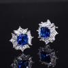 Zhuang Shengsheng Jóias Internet Celebridade Cor Tesouro Brincos Imitação Cor Tesouro Brincos Quadrados Baixo Luxo Diamante Azul Tesouro Brincos Pedra Principal 8*8