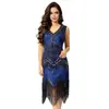 Vestido retro de lentejuelas y cuentas de los años 1920 para mujer, escote en V delantero y trasero, elegante vestido de noche con flecos, superventas transfronterizo de Amazon