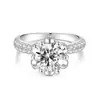 Anillo de Diamante Moissanita para Mujer, Estilo Ins, Anillo Abierto Ajustable, Anillo de Zirconia de Lujo Ligero de Gama Alta, Plata S925