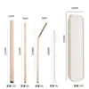 Amazon transfronterizo acero inoxidable 304 pajilla color titanio plateado café té de leche bebida pajilla metálica extendida juego