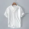 Camisa Henley de Lino para Hombre Nueva de Verano, Camisa Casual Ligera y Transpirable de Manga Corta, En Stock para Suministro Directo