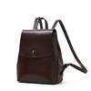 Bolsa Feminina de Couro Genuíno, Mochila Casual Retrô, Bolsa Feminina Pequena de Couro Estilo Chanel, Mochila Escolar para Estudantes, Casual e Versátil