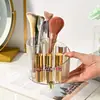 Cubo de almacenamiento de brochas de maquillaje de lujo ligero, organizador de escritorio para lápices de cejas, peine, caja de almacenamiento para labiales, almacenamiento de cosméticos, con patas altas, portalápices