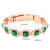 Pulsera Magnética de Moda Color Oro Rosa y Diamante Verde para Mujer, Pulsera Magnética con Esmeralda Cuadrada Grande Incrustada con Diamantes, de TikTok Transfronterizo