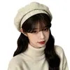 Boina para Mulheres, Novo Estilo, Cor Sólida, Versão Coreana, Versátil, Retrô, Emagrecimento Facial, Estilo Britânico, Chapéu de Artista do Ins, Chapéu Abóbora