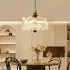 Lustre de Restaurante Estilo Francês Meio do Século Luz de Luxo Retrô High-End Flor de Cristal de Vidro Lâmpada para Bar Proteção Ocular Lâmpada de Mesa de Jantar
