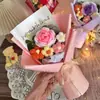 Buquê de rosas e tulipas de lã tricotado à mão, produto acabado, presente de Dia dos Namorados para namorada, presente de aniversário