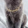 Collar de metal resistente a la decoloración para mascotas, collar ajustable con borde cruzado para gatos, lindo y sencillo collar de cadena de aluminio para perros.