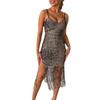 2026 Nuevo Vestido Sexy de Verano para Mujer Amazon con Escote en V, Borlas, Lentejuelas, Tirantes, Elegante, Ajustado, Corto