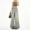 Nuevos Estilos de Verano Están Llegando: Jeans de Pierna Ancha de Moda Estilo Coreano para Mujer Que Cubren el Cuerpo y Te Hacen Ver Más Delgada, Largo Regular, Soporta Dropshipping