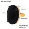 Anillo grande de cristal con forma de taladro pegajoso ovalado transfronterizo entre Europa y Estados Unidos, chapado en acero de titanio y oro real de 18 quilates, joyería de mano de lujo ligera y retro.