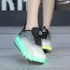 Sapatos de caminhada de celebridade da internet carregando luz piscante meninas Crianças estudantes sapatos de patinação sapatos de patinação de duas rodas masculinos podem receber rodas sapatos de purga