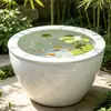 Vaso grande de cerâmica de Jingdezhen, vaso de flores de cerâmica extra grande branco puro, adequado para cultivar árvore de ferro, peixe e lótus, para plantio em varanda e jardim