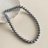 Collar de Perlas Gris Plata Cáñamo Zhenduo para Mujer Lujo Accesible Cadena para Suéter de Alta Gama Moda Nicho Aretes de Perlas de Alta Calidad