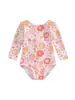 6-12M,12-18M,18-24M,2-3Años3-4Años enterizo de encaje floral brillante con cordones para niños