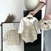 Ropa de Bebé Ropa de Otoño Suéter de Punto Ins Monos a Juego Estilo Occidental Chaqueta Cárdigan con Bola de Pelo Conjunto de Dos Piezas Estilo Coreano