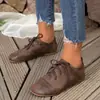 Zapatos planos de cordones retro para mujer en tallas grandes para exportación, cómodos de punta redonda para el campus, mocasines elegantes e informales