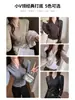 Camiseta Feminina de Manga Longa Tencel Lyocell Escovado, Outono/Inverno Vintage Versátil Gola V Cor Sólida Emagrecedor Simples Estilo Coreano Top