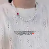 Colar de Pérolas Shijia Vermelho Bordô Fivela de Diamante Forte Leve Feminino Luxo Leve Elegante Ciber Vermelho Azul Fivela de Diamante Pérola