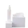 Botella de vacío esmerilada blanca de porcelana pp 15-100ml esencia loción botella secundaria portátil set de viaje de cosméticos botella