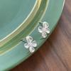 Pendientes de botón de Gardenia de plata esterlina S925 para mujer, elegantes, dulces, mate, artesanales, frescos, sencillos, con flores, joyería para las orejas