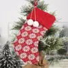 Meias de Natal Decorativas de Tricô, Meias de Lã, Sacos de Presente, Estilo Natalino, Rena Bordada em Vermelho e Branco, Personalizadas para Crianças