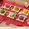 Decoração e ornamentos para mesa de chá de casamento, arranjo de mesa para decorar a sala de estar, quarto de noiva de alto padrão, conjunto de cerimônia de chá de noivado estilo chinês novo