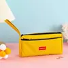Estuche simple portátil de doble capa personalizado de tela para lápices, caja de papelería para estudiantes, bolsa de almacenamiento de papelería, regalo, logotipo, publicidad