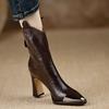 Sapatos casuais de comércio exterior 2024 outono e inverno novo salto grosso botas femininas de couro salto alto feminino tamanho plus size botas curtas femininas