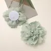 Crema de Primavera Ligera y Suave Chifón Rosa Pasador DIY Cuerda para el Cabello Tocado Femenino Broche Ropa Flor Accesorios