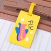 Etiqueta de equipaje de goma suave de PVC con dibujos animados creativos, linda tarjeta de embarque con cordón de silicona, tarjeta de viaje para equipaje con carrito