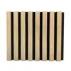Muestras de paneles acústicos, paneles acústicos de fibra de poliéster con listones de madera, paneles de rejilla insonorizados para decoración de paredes, paneles acústicos de fábrica