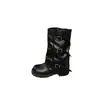 Botas de mujer hasta la pantorrilla estilo páramo con hebilla de cinturón y diseño plisado, botas de moda nicho, populares en línea, nuevo estilo vintage otoño-invierno