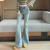 Jeans de tiro alto ajustados con microbota para mujer, nuevos de principios de otoño 2026, pantalones acampanados elásticos que se ajustan al cuerpo, pantalones de campana largos hasta el suelo