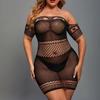 Lencería sexy de talla grande transfronteriza europea y americana, mono sexy, vestido transparente de malla hueca, talla grande