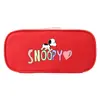 Estojo de Lápis Snoopy Preto e Branco Impressão de Nova Animação Envolvendo Homens e Mulheres Estudantes Lona Grande Capacidade Bolsa para Material Escolar